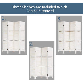 Giantex 4-Panel Room Divider, Portable Partition Screen w/Removable Storage Shelves