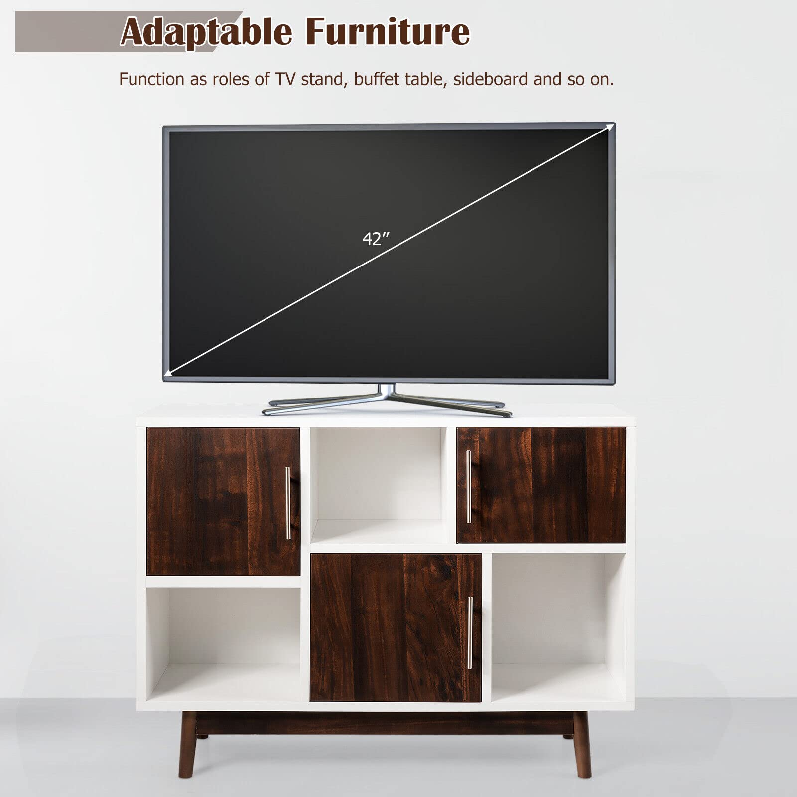 Giantex Buffet Cabinet, Modern Sideboard with 3 Doors, TV Console Center, Buffet Table Cupboard