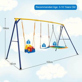 300 KG Indoor & Outdoor Swing Set, Heavy Duty Carbon Steel Swing Frame w/ 1 Belt Swing