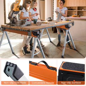 2 Pack Saw Horses, Portable Sawhorses w/ Folding Design
