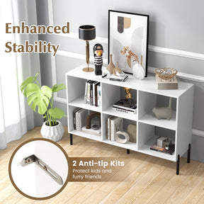 6-Cube Wooden Open Bookshelf with 5 Metal Legs