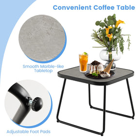 5 Piece Patio Sling Chair Set with Ottoman & Coffee Table for Garden