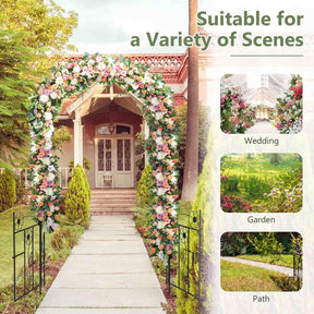 2 in 1 Garden Arbor, Decorative Wedding Arch w/ Door & Latch, Trellis for Climbing Plants