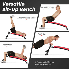 Foldable Adjustable Sit-Up Bench with Crunch Handles Home Gym Exercise Equipment