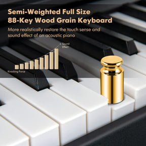 HONEY JOY 88 Key Piano Keyboard, Full Size Semi-Weighted Keyboard, Portable Electric Piano w/Lighted Keys