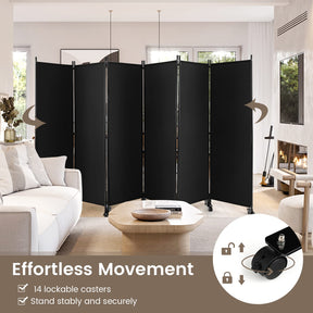 Giantex 6-Panel Folding Room Divider, 1.72m Rolling Privacy Screen with Lockable Wheels