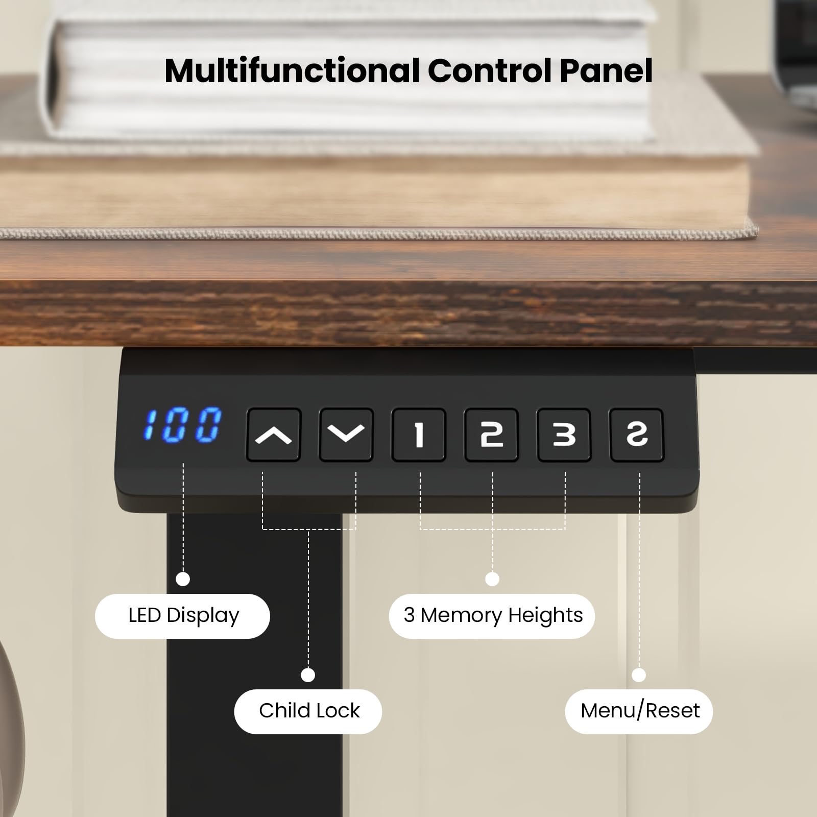 Giantex Electric Standing Desk, 140 x 60 cm Sit Stand Home Office Desk with 3 Memory Height Settings
