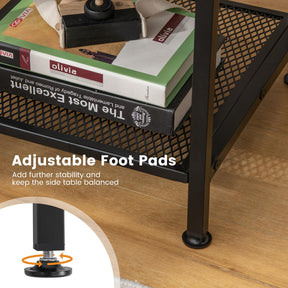 Giantex 40 cm Wood Top End Table w/Metal Frame