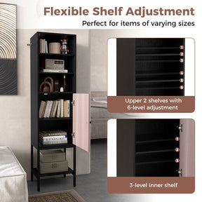 146 cm Tall Bathroom Cabinet Slim Cupboard Storage Organizer Adjustable Shelf