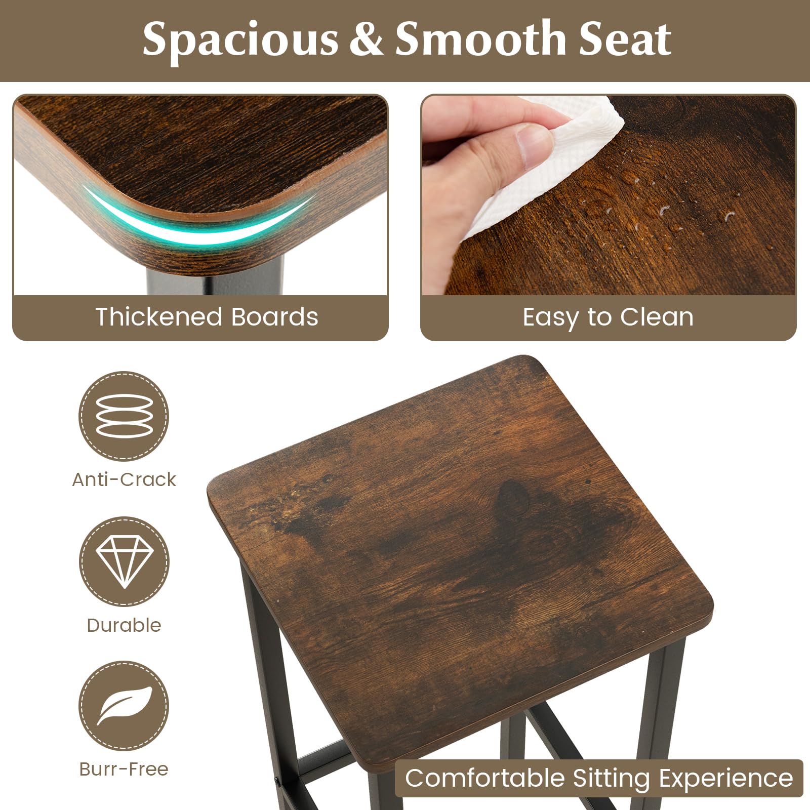 72cm Bar Chair with Metal Legs & Footrest