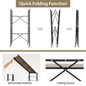 Giantex 5-Tier Foldable Shelving Unit, Heavy Duty Metal Shelves with Detachable Wheels