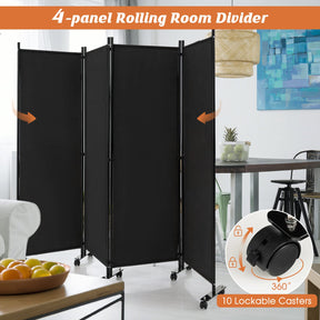 Giantex 4-Panel Folding Room Divider, 1.73m Rolling Privacy Screen with Lockable Wheels