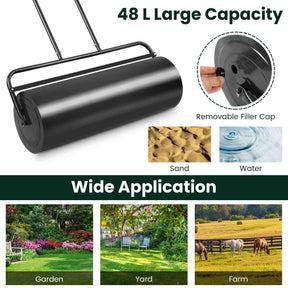 48L/63L Lawn Roller Heavy-Duty Steel Push/Pull Sod Roller Lawn Rolling Machine