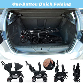 BABY JOY Foldable Tandem Stroller