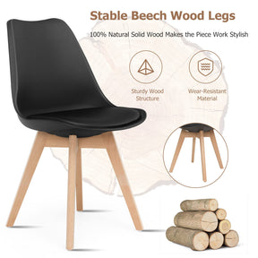 Giantex 4Pcs Modern Dining Chairs, High Backrest Kitchen Chairs, Elegant Mid Century Side Chairs, Black