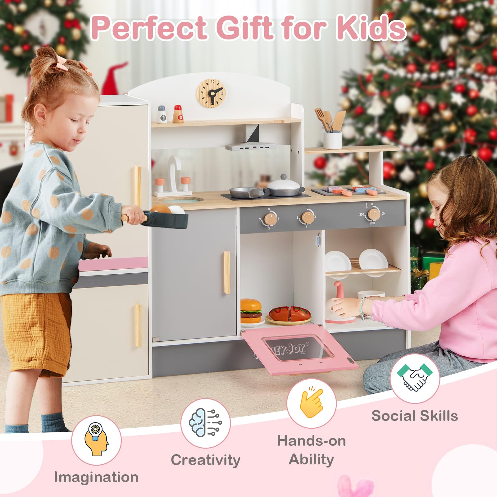 Kids Little Chef Play Kitchen Set, Role Play Pretend Kitchen w/Range Hood