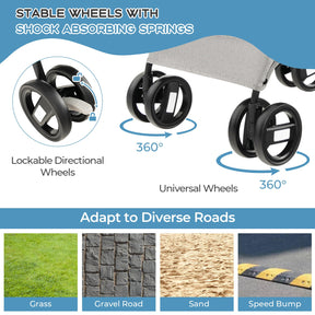 3-In-1 Pet Stroller with Removable Car Seat Carrier, Foldable Dog Cat Stroller