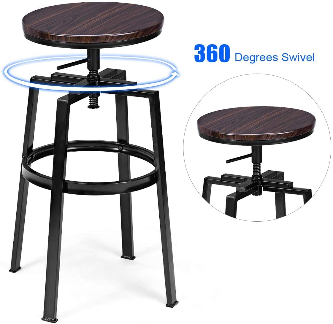 Giantex Swivel Bar Stool Set of 2, Counter Height Bar Chairs w/Adjustable Height, Footrest & High Seat