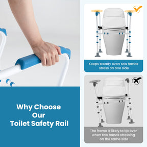 Toilet Safety Rail for Elderly, Stand Alone Toilet Safety Frame w/Adjustable Height