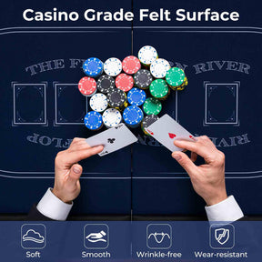 1.8m Foldable Poker Table for 8 Players, Portable Oval Card Board Game Table for Blackjack Texas Hold’em Casino Leisure Game