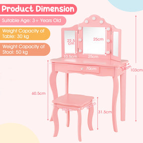Kids 2-in-1 Vanity Table and Stool Set