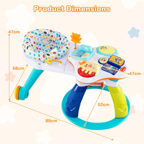 3 in 1 Baby Stationary Activity Center, Kids Play Table Set w/Educational & Music Function Tabletop