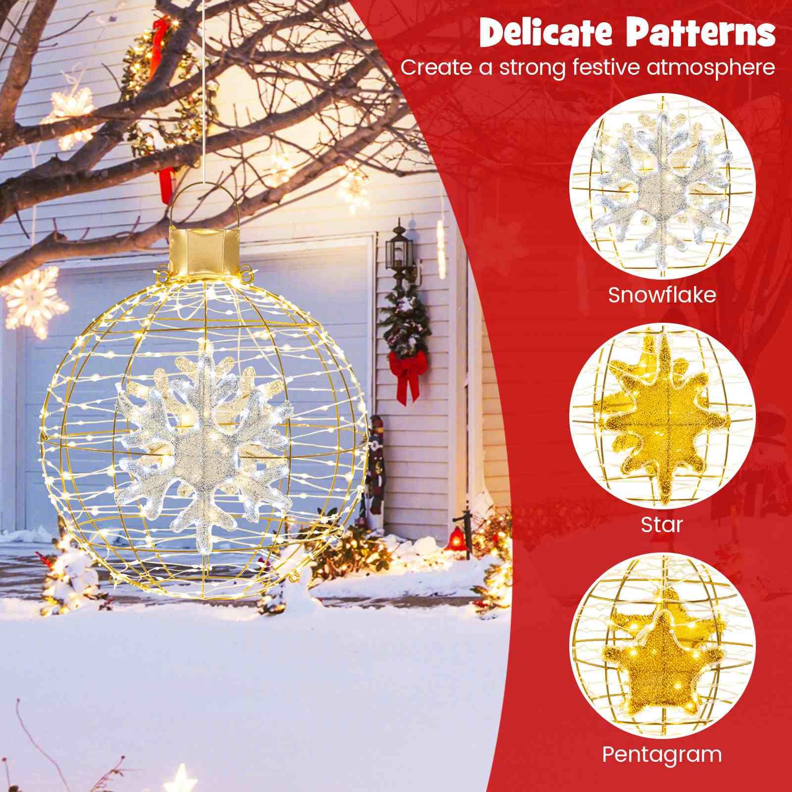 3 Piece Pre-Lit Lantern Balls with 732 Bright LED Lights