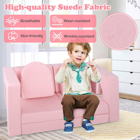 8-Piece Modular Kids Sofa Play Couch, Convertible Climb & Crawl Foam Playset with Comfy Suede Fabric