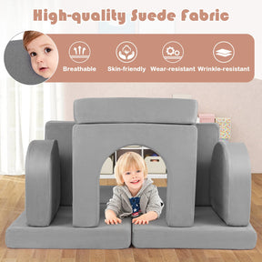 8-Piece Modular Kids Sofa Play Couch Climb Playset with Covers