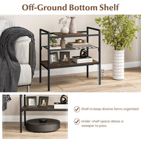 Giantex Industrial Entryway Table, Sofa Side Table with Removable Panel & Mesh Shelf