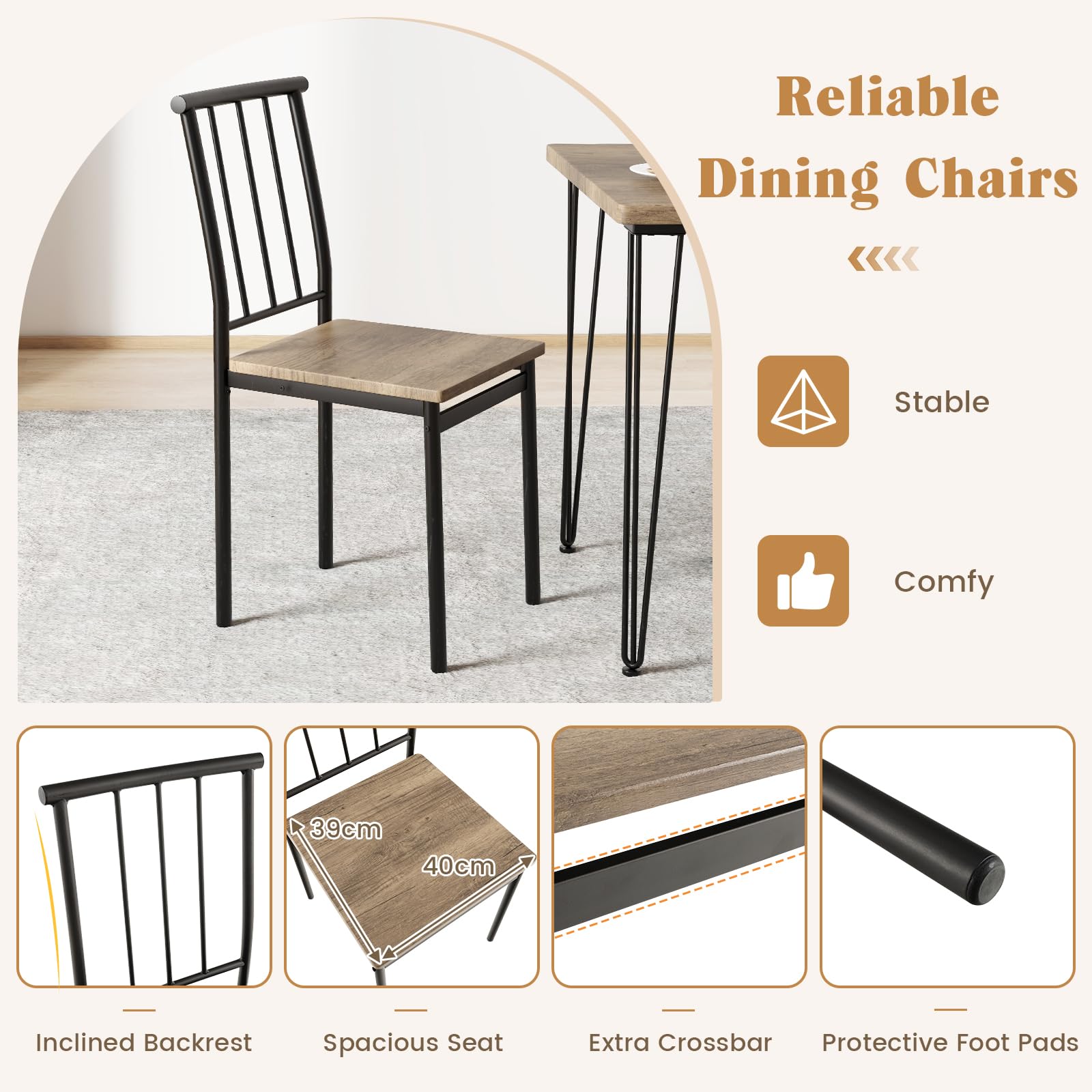 Giantex 5-Piece Dining Table Set for Small Space for Home Restaurant