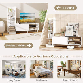 TV Stand for TVs up to 50", Modern TV Cabinet Media Entertainment Center w/Bookshelf & 3-Position Adjustable Shelf