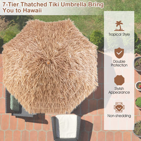 7.2 FT Thatched Tiki Umbrella, Hawaiian Style Hula Beach Umbrella w/Tilt