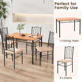 Giantex Dining Table Set for 4 Modern Rectangular Kitchen Table with 4 Cushioned Chairs