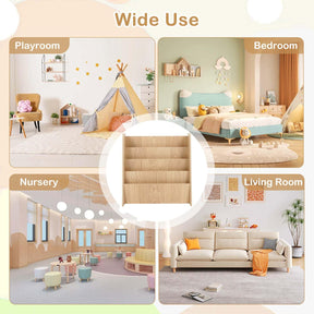 4-Tier Kids Wooden Bookshelf, Front Facing Children Display Bookcase with Deep Compartments