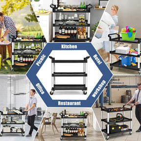 Giantex 3-Tier Rolling Utility Cart, Heavy Duty Food Service Cart