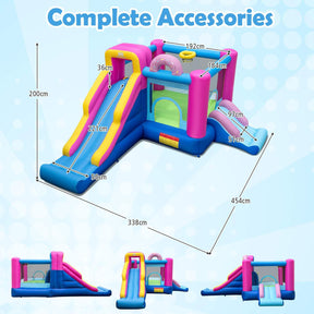Inflatable Bounce House with Long Slides and Jumping Area