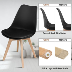 Giantex 4Pcs Modern Dining Chairs, High Backrest Kitchen Chairs, Elegant Mid Century Side Chairs, Black