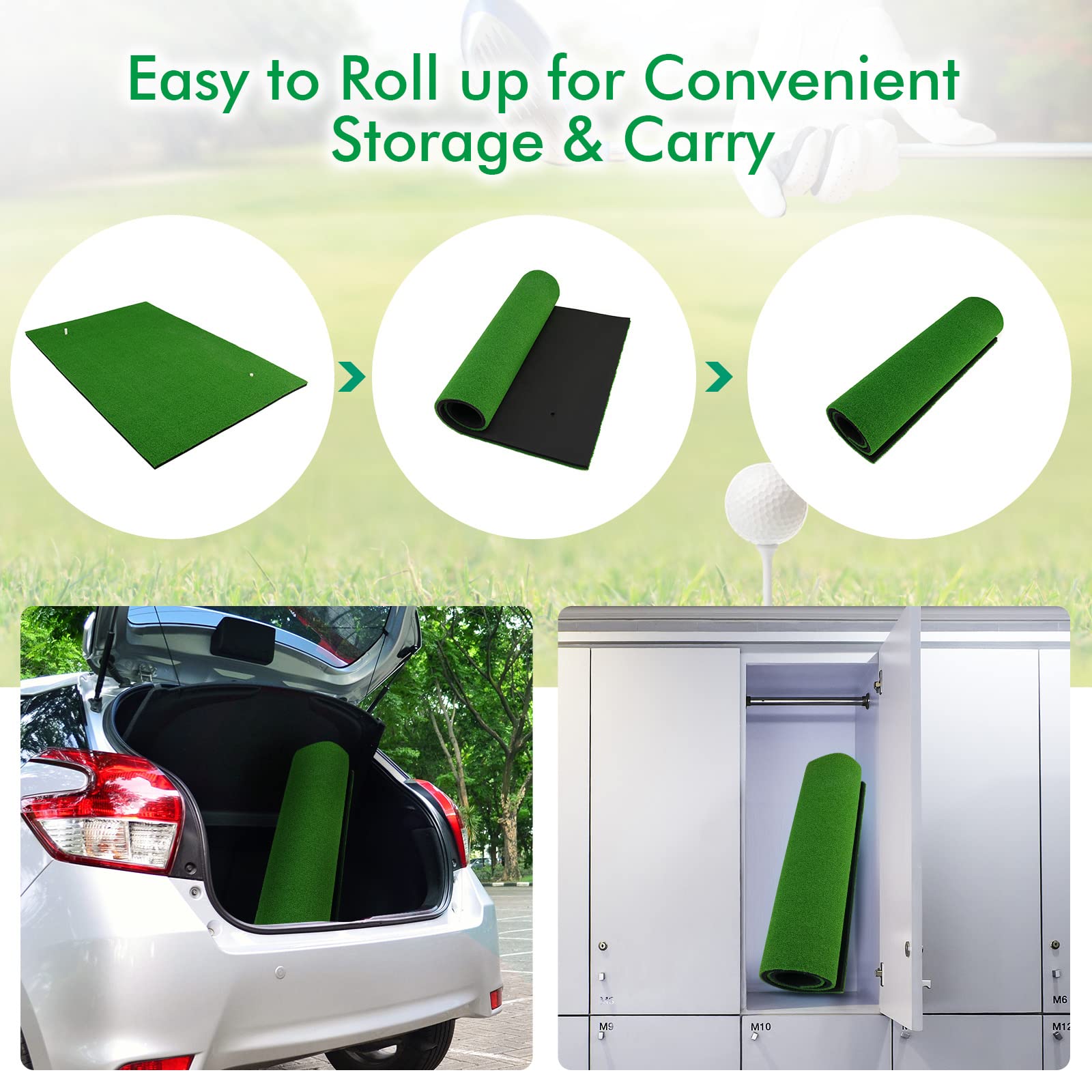 Golf Hitting Mat, Standard Real Feel Golf Practice Mat with Synthetic Turf and 2 Tee Positions