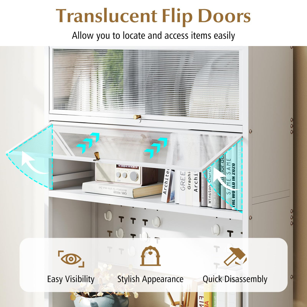6-Tier Kitchen Pantry Cabinet, Buffet Cabinet with Hutch, Flip Doors, Microwave Countertop