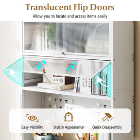 6-Tier Kitchen Pantry Cabinet, Buffet Cabinet with Hutch, Flip Doors, Microwave Countertop