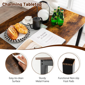 Giantex Dining Table Set for 4, 3 PCS Farmhouse Kitchen & Dining Room Furniture Kit with 2 Benches