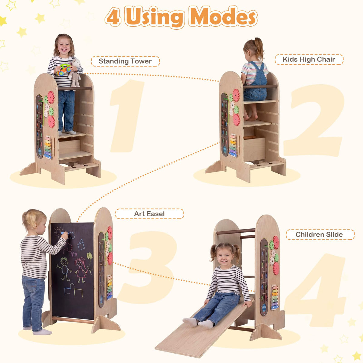 Learning Tower Toddler Tower, Kids Step Stool with Adjustable Height, Chalkboard & Slide