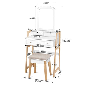 Giantex Vanity Set, Makeup Vanity Table w/ 3 Drawers & 2-Tier Tabletop