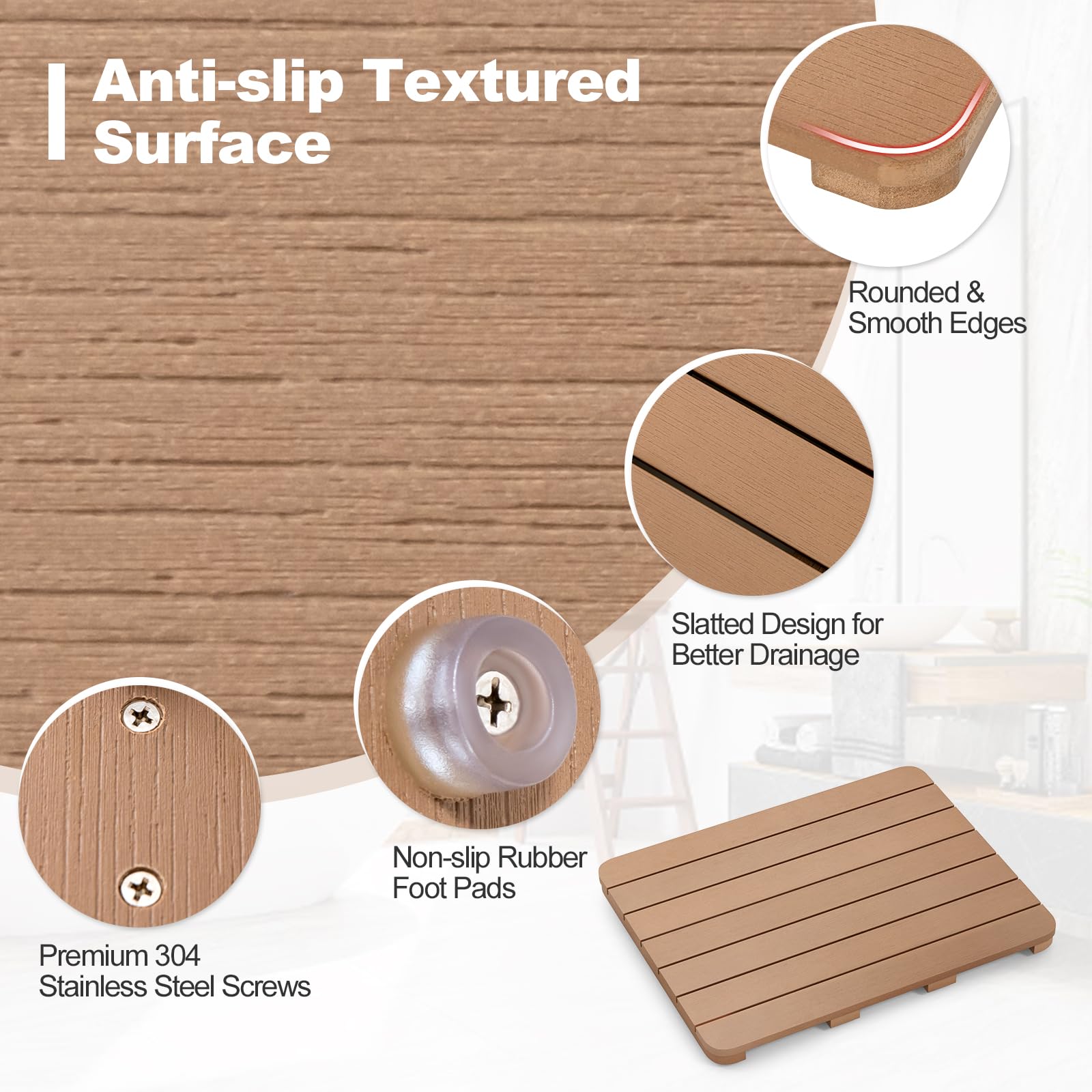 Giantex Non-Slip Bath Mat for Shower