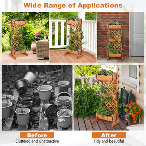 Giantex Raised Garden Bed with 2 Cylindrical Planter Boxes & Trellis