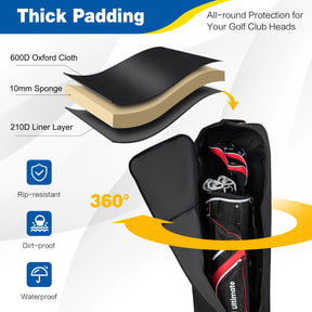 Heavy-Duty 600D Oxford Wear Resistant, Waterproof & Foldable Golf Bag w/ Wheels