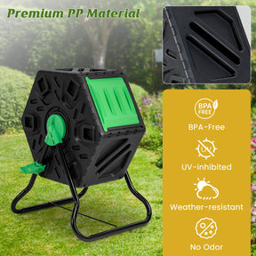 Single Chamber Compost Tumbler, 65 L Compact Tumbling Composter w/Sliding Door