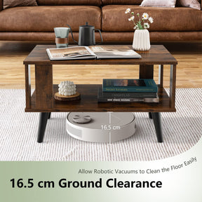 Giantex Coffee Table with Storage Shelf, 2-Tier Tea Table w/Supportive Legs