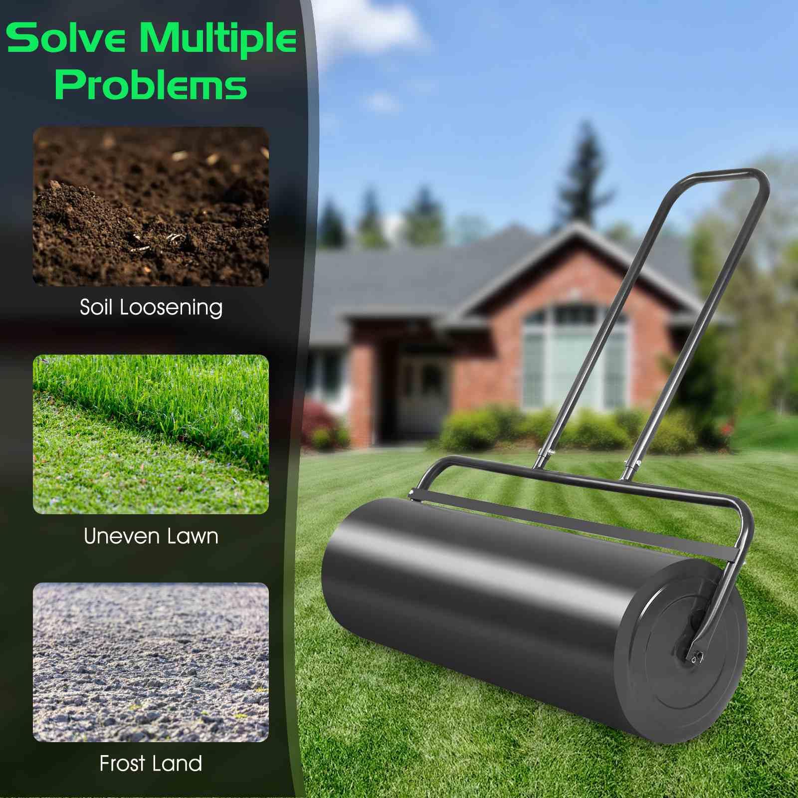 48L/63L Lawn Roller Heavy-Duty Steel Push/Pull Sod Roller Lawn Rolling Machine